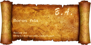 Boros Ada névjegykártya